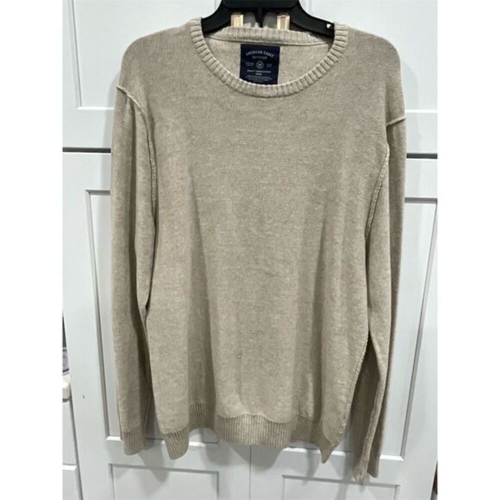 American Eagle Outfitters Men's Beige Crewneck Sweater Size L Pullover Casual